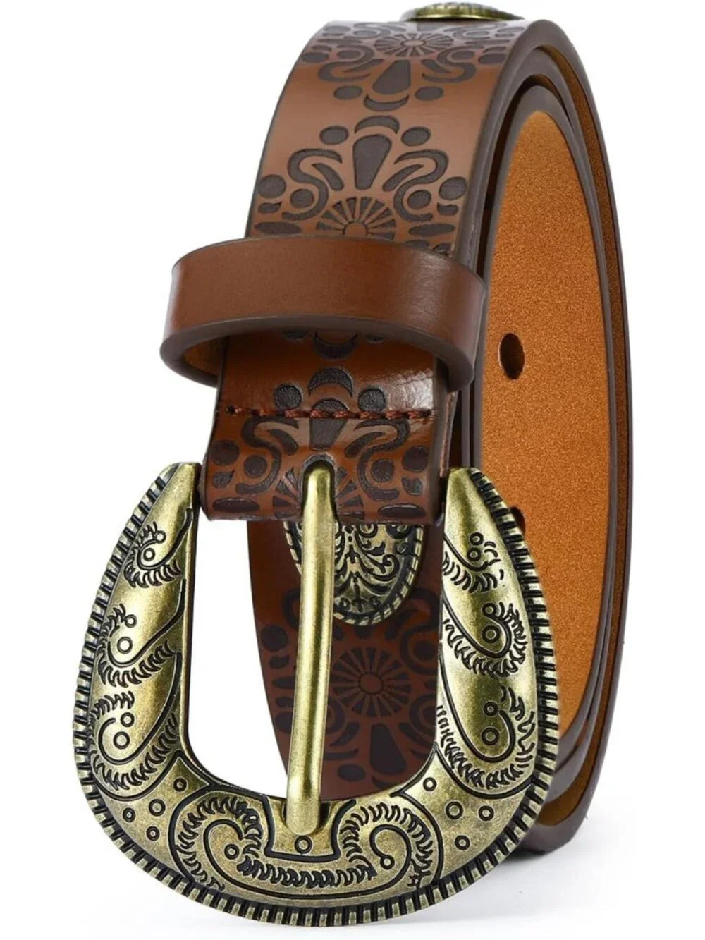 Vintage Cowgirl Western Belt for Women | Engraved Buckle, Perfect for Jeans